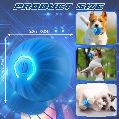 2pcs Shaky Ball Toy for Dogs, 2025 New Upgrade Automatic Moving Dog Toy Balls, USB Rechargeable Shaky Balls, Interactive Dog Ball for Small, Medium, Large Dogs(Blue+Orange)