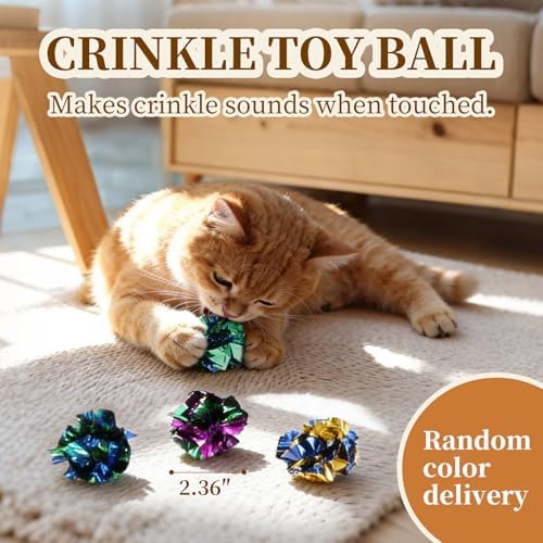 Cat Toys for Indoor Cats, a Set of 32 Interactive cat Toys, Including Colorful Springs, Squeaky Balls, Rainbow Balls, Feather Bouncy Balls, Bell Balls, and Many Other Kitten Toys.