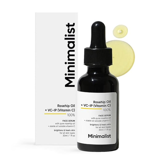 Minimalist Rosehip Oil with Vitamin C for Anti Aging & Glowing Skin | Fades Acne Marks & Scars & Reduces Photoaging | Pure & Cold Pressed | For Women & Men | 1 Fl Oz / 30 ml