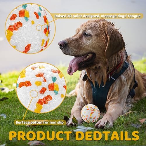 Dog Balls, Indestructible Dog Toy Ball for Aggressive Chewers, Durable High Elasticity Interactive Ball for Training Dog Catch and Fetch, Large Medium Small Dog and Puppies(3in, 2pcs)