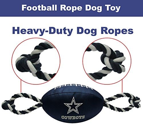 Pets First NFL Dallas Cowboys Football Dog Toy, Tough Quality Nylon Materials, Strong Pull Ropes, Inner Squeaker, NFL Team Color