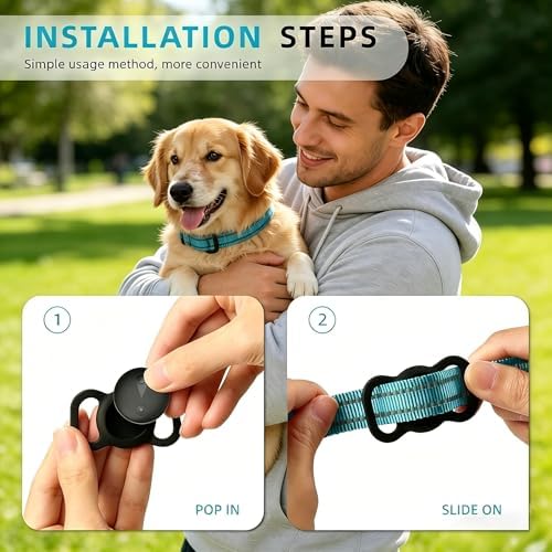 GPS Tracker for Dogs, Smart Collar with Real-Time Location, Pet Location Tracker with Holder, No Monthly Fee & No SIM Card, Works with iOS Find My, Ultra-Slim IP68 Waterproof Dog Tracker