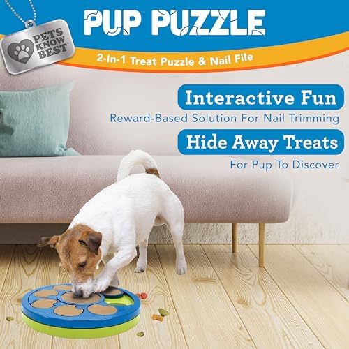 Pup Puzzle Interactive Dog Nail File Treat Dispensing Toy, Mentally Stimulating Nail Trimmer, Paw Care and Play Toy | Difficulty Level; Easy
