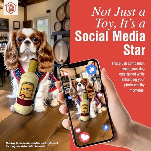 Jose Grrruevo – Luxurious Parody Plush Dog Toy with Squeaker, Premium Fabric, Embroidered Details, Designer-Inspired Chew Toy, Fun Gift for Medium Dogs & Dog Lovers