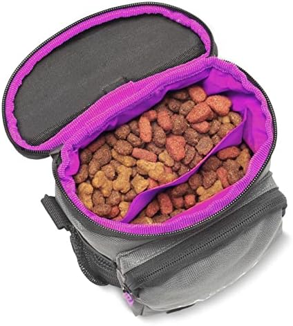 Multipurpose Pro Dog Treat Bag with Neoprene Split Top Dog Training Treat Pouch Bag with Shoulder Strap, Belt and Clip and Exterior Storage Pocket (Raspberry)