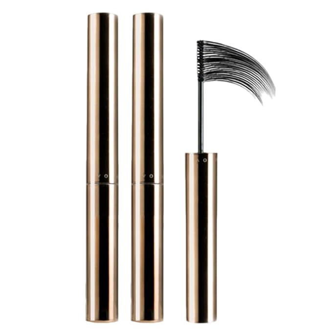 Ultra-Fine Lengthening Waterproof Quick-Dry Mascara, Waterproof Quick Drying Curling Mascara, Iron Wand Mascara, 3D Curling Eyelash Long, Lasting Smudge-Proof No Clumping (Black+Black)