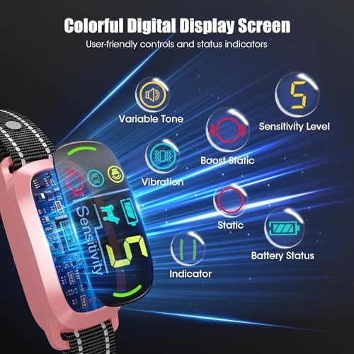 Bark Collar for Small Medium Large Dogs with 5 Training Modes, Pink | AI Bark Recognition, Effective Anti Barking Device with 5 Sensitivity Levels, Rechargeable IP67 Waterproof Anti Bark Collar