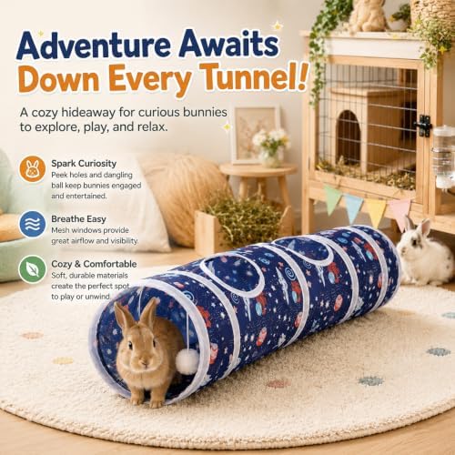 Mechpia Rabbit Toys, Large Bunny Hideout Tunnel and Tube for Rabbit Guinea Pig Chinchilla Ferret Rat