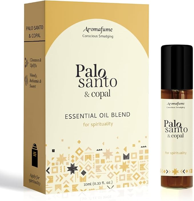 Palo Santo & Copal Essential Oil Roll-On by Aromafume | 1 x 10ml / 0.33 fl oz | Aromatherapy Oils | Natural Roll On Perfume | Spiritual Meditation Accessories