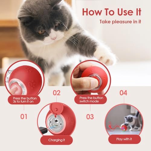 Interactive Cat Toys for Bored Indoor Cats - Motion Activated, RGB Lighting, 2 Speed Settings & 3 Modes - for Cats & Kittens!