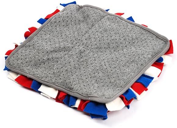 Vedem Small Animal Snuffle Mat Fleece Foraging Mats Interactive Feeding Toy Rabbit Guinea Pig Rat Hamster Anti Slip Treat Dispenser (Blue/Red/White)