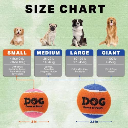 AMA SPORT Squeaky Tennis Balls for Dogs 2.5" Small Medium Dog Tennis Balls for Throwing and Fetching Dog Toys for Training, Exercise, High Bouncing 12 Pack (Multicolor A)