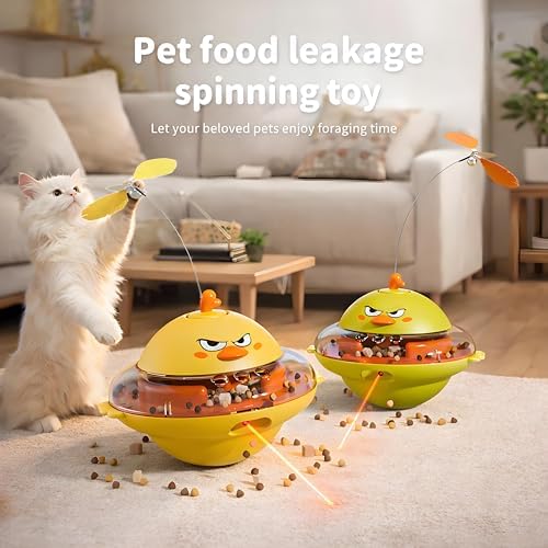 Interactive Cat Toy for Indoor Cats with Laser, Feather & Treat Dispenser