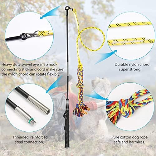 Flirt Pole for Dogs Interactive Chase Toy for Large Medium Small Puppy Dogs | For Chase and Tug of War, Dog Teaser Wand with Lure, Chewing Toy, for Outdoor Exercise & Training,Easy to Use,Carry, Sturdy