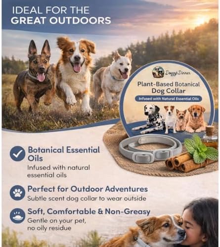Natural Flea Collar Dogs 8 Mo. 2 Pack Plant Based Waterproof Adjusts.