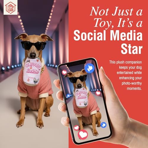 Olipaw Barkbie – Luxurious Parody Plush Dog Toy with Squeaker, Premium Fabric, Embroidered Details, Designer-Inspired Chew Toy, Fun Gift for Medium Dogs & Dog Lovers
