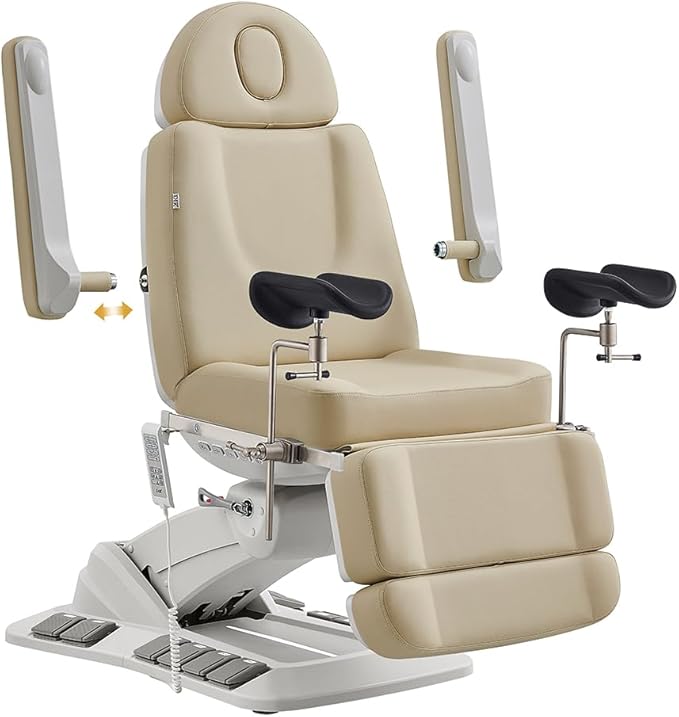 Dir Medical Spa Chair 4-Motor Electric Medical Examination Room Table with Stirrups Spa Beauty Bed Esthetician Chair Facial Bed with Position Memory Function Geneva