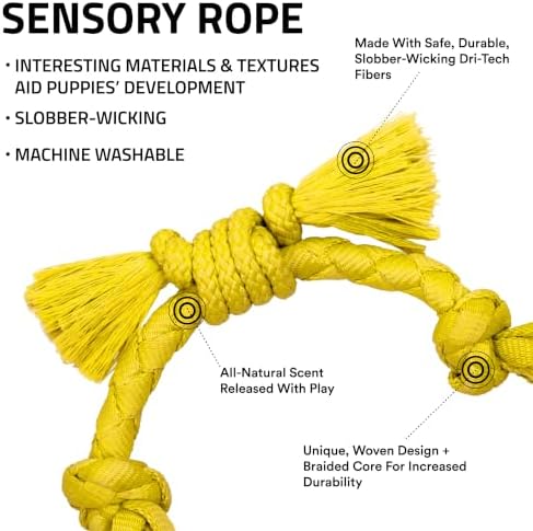 Playology Dog Toys | Sensory Rope for Puppies and Young Dogs | Chicken Scented Small Tug of War Dog Toy | Teething Puppy Essentials Rope Toys