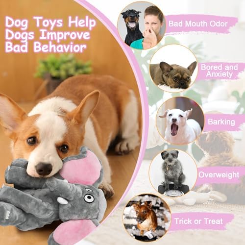 Letsmeet Plush Large Dog Toys with Squeaker and Crinkle Paper, Interactive Puppy Chew and Teeth Cleaning Toy, Pet Toys for Small, Medium and Large Dogs