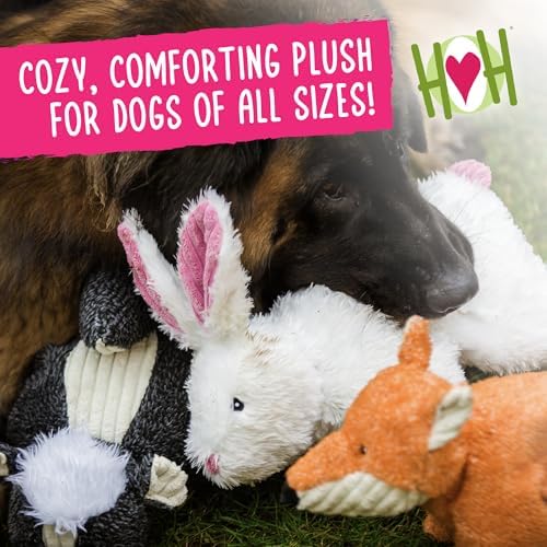 HuggleHounds Plush Dog Toy - Fuzzy Dog Toys, Soft Plush, for Small and Large Breeds with Squeaker - Lester Lamb, Large