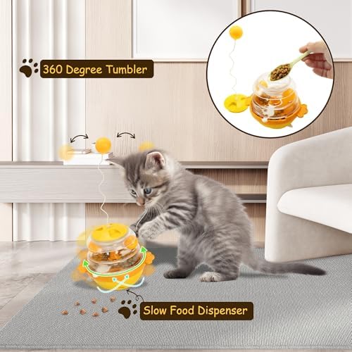 Interactive Cat Toys for Indoor Cats Tumbler Toy with Tracking Balls Slow Food Dispenser Feeding Pet, Fun & Engaging Cat Toys Exercise, Durable & Safe