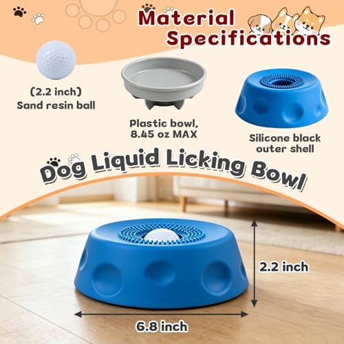 Zenflux Slow Feeder Dog Bowl Featuring Rolling Lick Ball for Liquid Treats