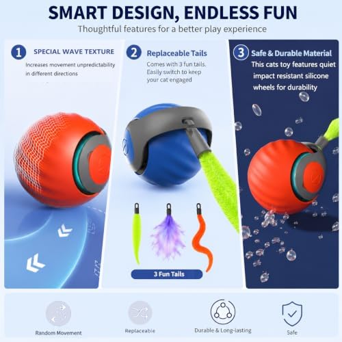 Interactive Cat Toy Ball for Indoor Cats (Blue)