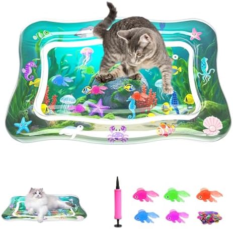 Interactive Cat Toys for Indoor Cats Water Mat with Floating Fish