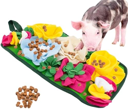 Pig Foraging Mat, Interactive Mini Pigs Enrichment Toys, Treat Mat Toy for Mini Pigs and Farm Puzzle Pad, Hanging Chew Snuffle Pad Bed Enrichment Toy for Pigs to Play with for Pigs
