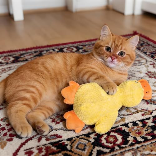 Calming Yellow Duck Dog Toy, Squeaky Plush Duck Pillow Toy Relief for Pets