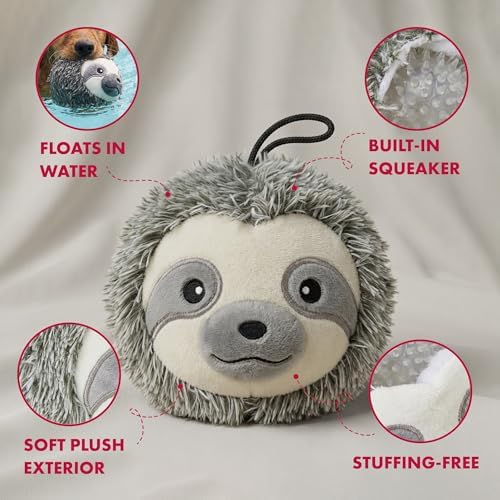 petlou Squeak Toys for Aggressive Chewers Small Medium Breed Chew Toys,Fetch Ball Indoor Ball Toys,Sqeaky Dog Toys (4" EZ Squeaky Sloth)