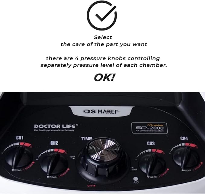 DOCTOR LIFE Sequential Air Compression Leg Massager : Device, Foot and Leg Recovery Boots - Improved Blood Circulation and Fast Sports Recovery (SP-2000, XL)