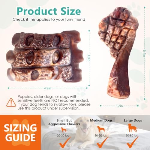 Fuufome Tough Dog Chew Toys for Medium & Large Aggressive Chewers, 2 Pack