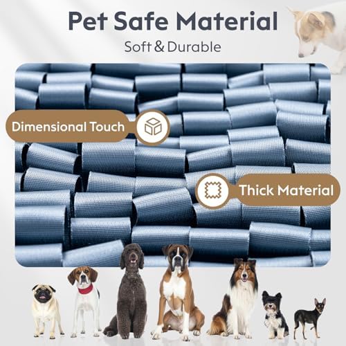 FunFurry Snuffle Mat for Dogs, Dog Puzzle Mat, Interactive Dog Toys for Enrichment,Sniff Mats with Non-Slip Backing,Suitable for Breeds and Sizes of Dogs (Silver, 17" X 15")