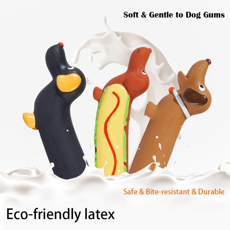 Mikivery Dog Chew Toys Tough Squeaky Latex Toy, for Aggressive Chewers