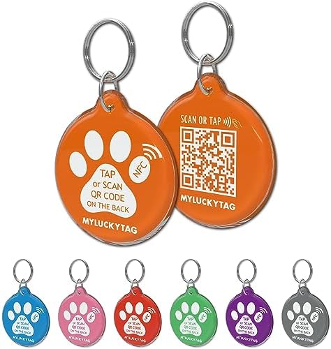 MYLUCKYTAG NFC&QR Code Personalized Dog Cat Tag, Online Pet Profile, Scan QR Receive Instant Pet Location Alert Email