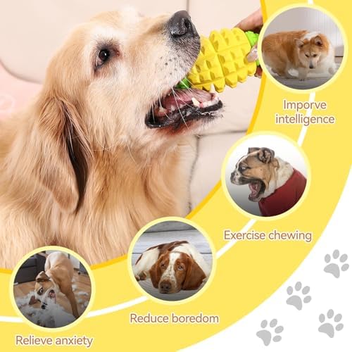 YINEYA Dog Toys for Aggressive Chewers, Tough Squeaker Dog Toys, Yellow