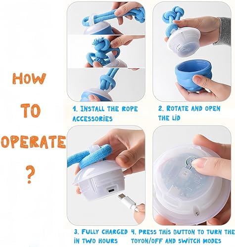 Interactive Dog Toys Ball - Fun Moving Dog Toys to Keep Them Busy | Smart Jumping Ball for Dogs with Three Modes, Rechargeable Automatic, Knot Design, Bite-Resistant and Teeth-Cleaning,Blue