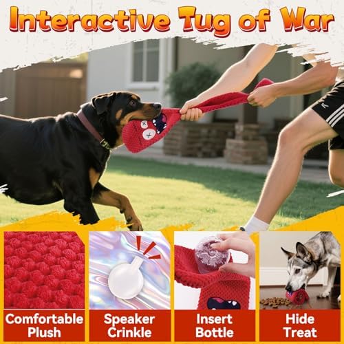 KIPRITII 4-Toy Variety Dog Toys for Aggressive Chewers, Medium-Large Dogs