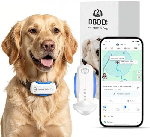 DBDD Dog GPS Tracker, AI Tracker Collar with Virtual Fence & Health Monitoring - Real Time Location Tracker for Escape Artists, Electronic Fence Collar for Medium to Large Dogs, iOS and Android