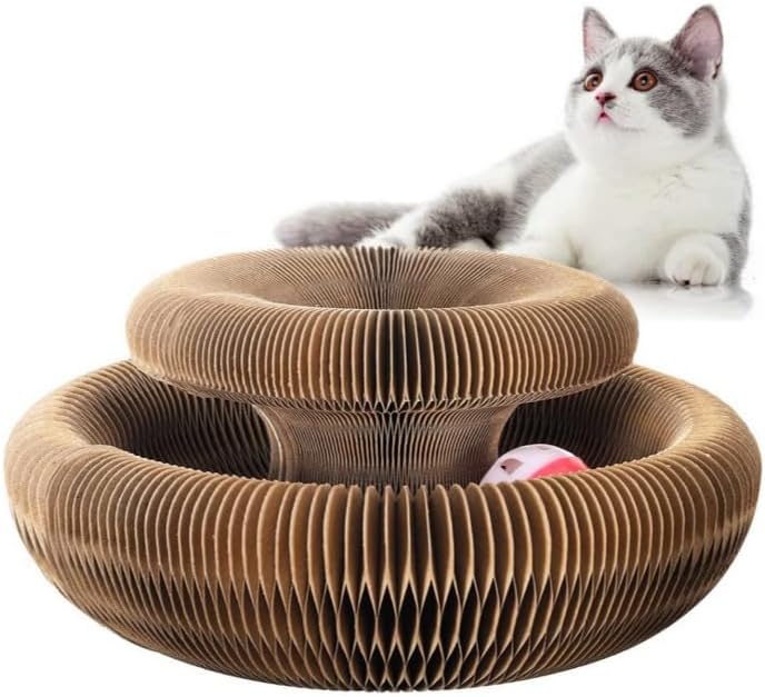 Kitty Kurlz Magic Organ Cat Scratcher Toys for Indoor, 1 Pack Twisty Paws Kitten Toy Cardboard Scratching Pads for Claw Grinding Interactive Mental Physical Exercise