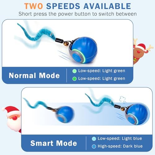 Smart Cat Toy Ball, Automatic Rolling Interactive Cat Toys, Rechargeable Cat Enrichment Toy with 2 Tails, Perfect for Kittens & Indoor Cats- Orange