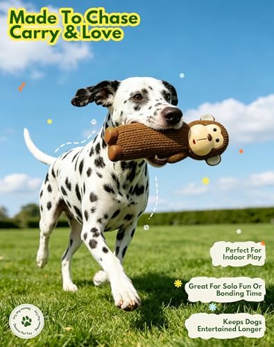 Deeow Monkey Latex Dog Toy with Unique Squeaker for Cuddling Puppy Teething