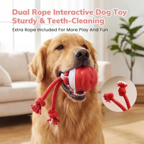 Dog Toys, Interactive Dog Toys, Motion Activated Balls for Medium/Large Dogs, Smart Moving Dog Ball Herding Ball with 3 Play Modes & Realistic Bark Sound, Keep Pets Busy (Red, 01)
