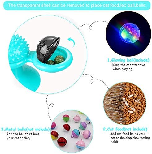 GBSYU Interactive Windmill Cat Toys with LED Light Ball Suction Cup Catnip Toy for Cat Exercise (Pink)