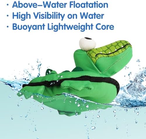 Floating Dog Squeaky Water Pool Toys Water Fetch Toys for Small Medium Dogs, Quick-Dry Waterproof, Machine Washable, Lake & Beach Interactive Summer Dog Toy Crocodile