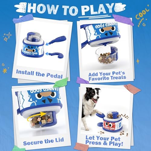 Dog Treat Dispenser Toy, Interactive Dog Enrichment Toy with Adjustable Food Opening, Step & Spin Puzzle Feeder for Mental Stimulation, Non-Slip Slow Feeder Toy for Small & Medium Dogs