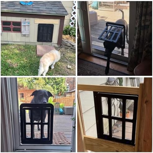 Enjoying Dog Screen Door for Sliding Screen Door, Flap Opening 11.2" x 14.4", Screen Door with Magnetic Doggie Door Built-in, Large Doggy Door for Screen Window Thin Metal Door, Lockable, Black