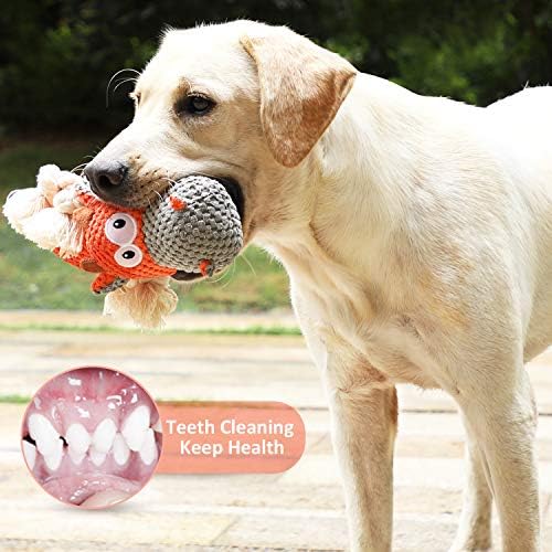 IOKHEIRA Dog Plush Toy for Large Aggressive Chewers,Indestructible Dog Squeaky Toys,Stuffed Animals Toys with Cotton Material and Crinkle Paper,Durable Chewing Toys (Carrot Orange, Cattle)
