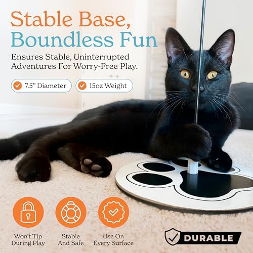 Interactive Cat Toys for Indoor Cats - 6 Feathers 3 Worms Double Sided Suction Cup - Round Base Teaser Wand - Self Play Bird Hunting - Bored Adult Feline Solo Activity - Kitten Juguetes para Gatos